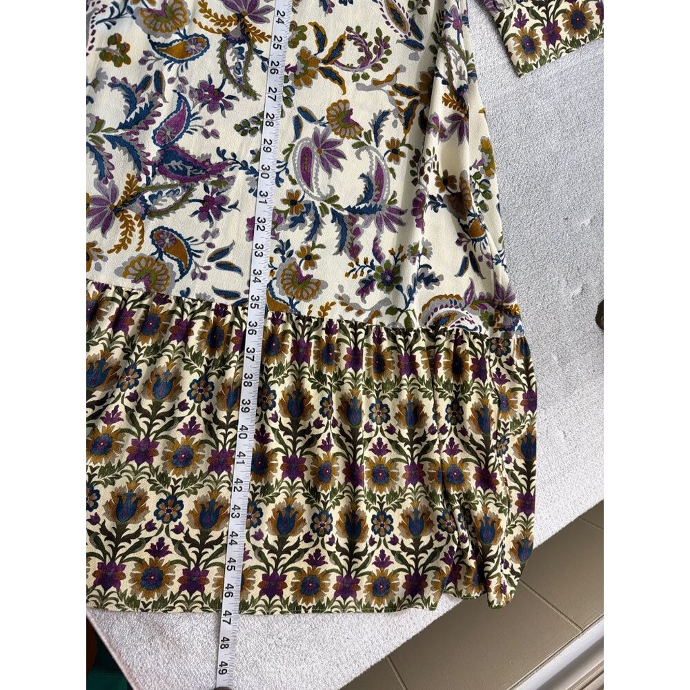 NWOT Sézane Boheme Ecru Arabesque Flower Midi Dress 100% Viscose Size 44 - Picture 14 of 16